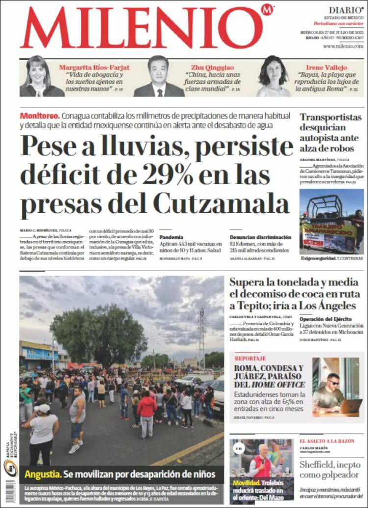 Portada de Milenio - Estado de México (México)