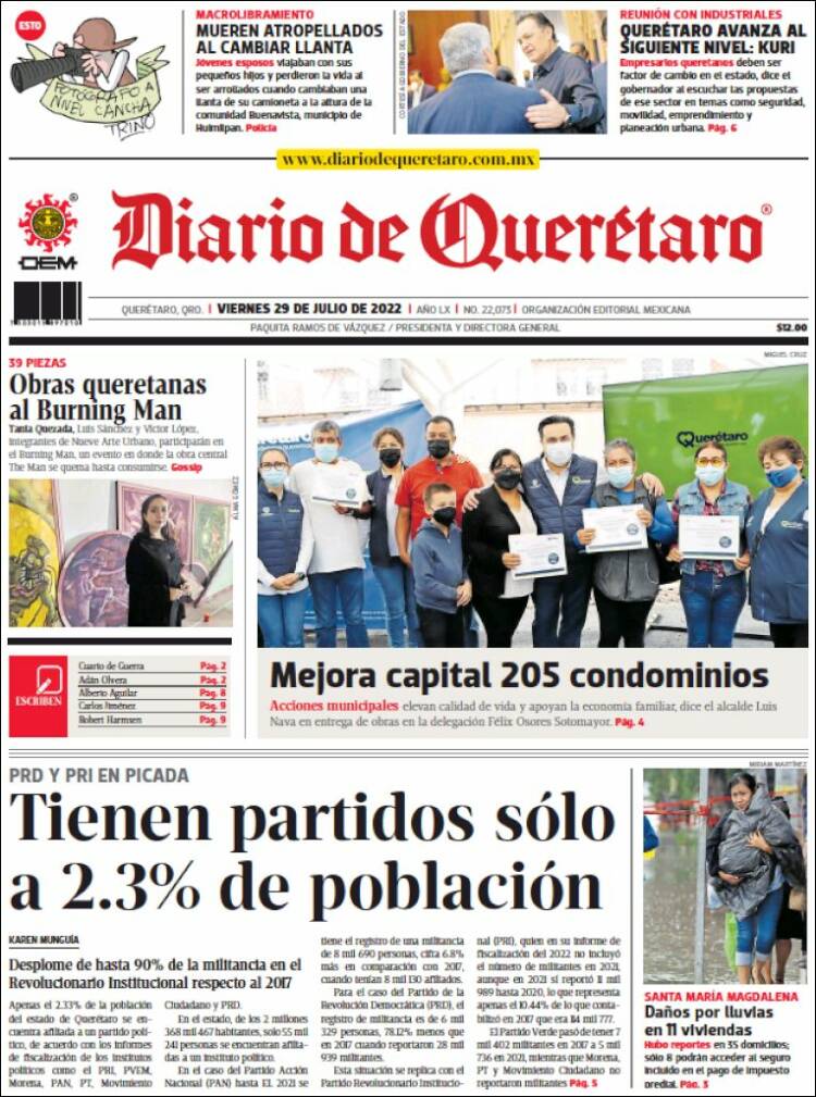 Portada de Diario de Querétaro (México)