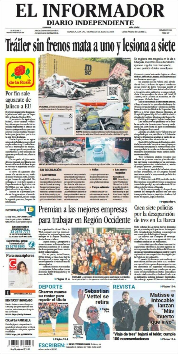 Portada de El Informador (México)