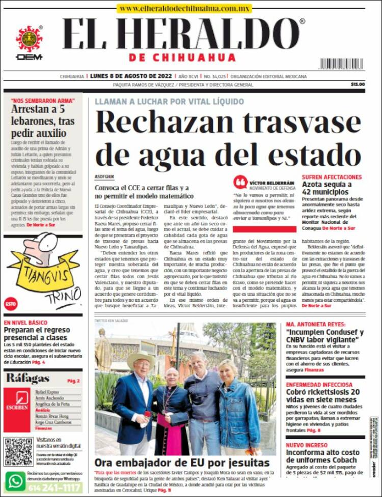 Portada de El Heraldo de Chihuahua (México)