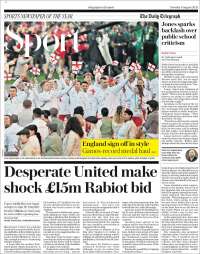Portada de Telegraph Sport (Reino Unido)