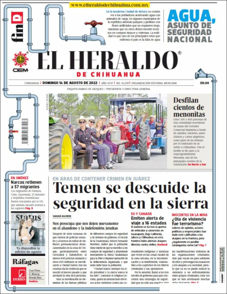 Portada de El Heraldo de Chihuahua (México)