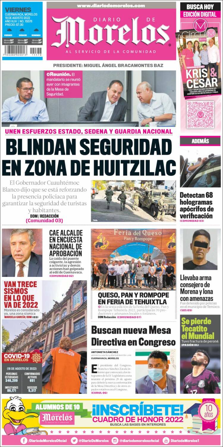 Portada de Diario de Morelos (México)