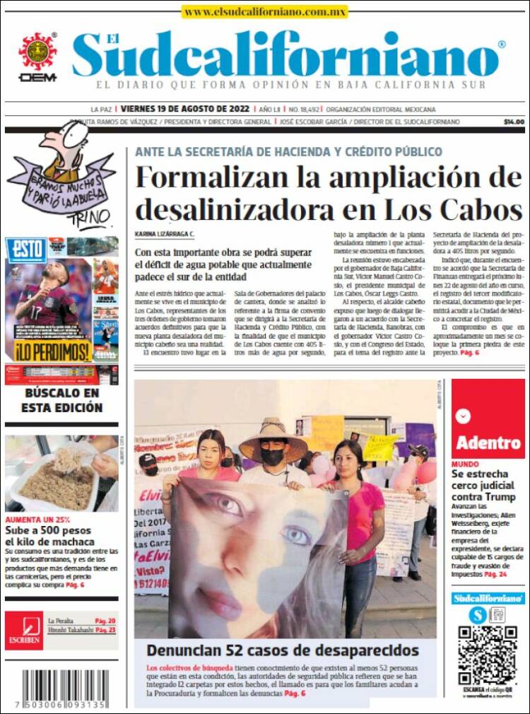 Portada de El Sudcaliforniano (México)