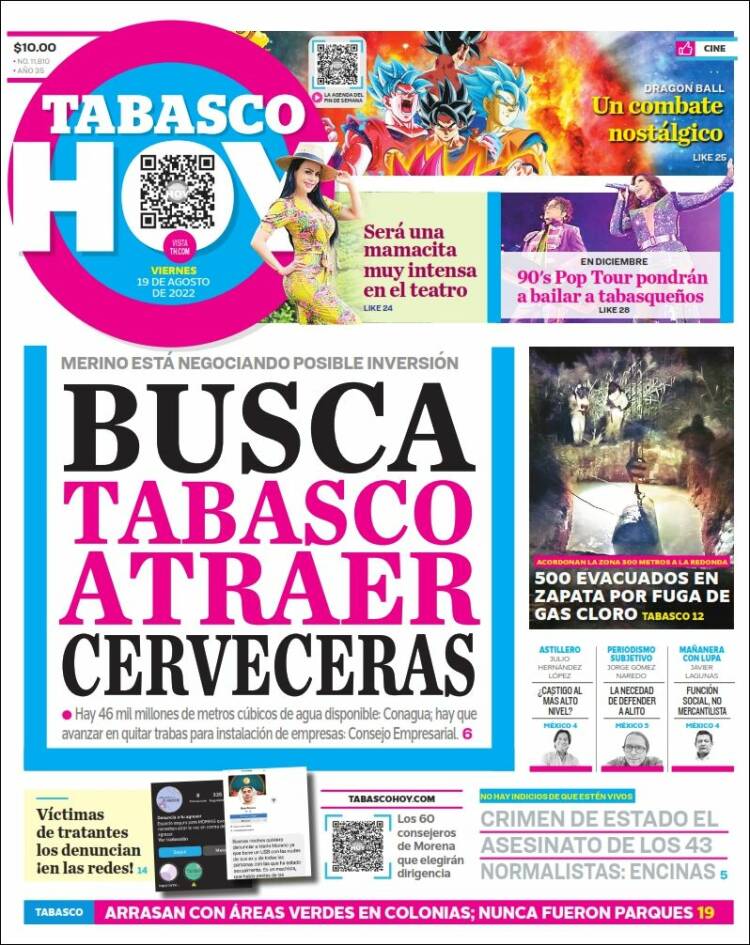 Portada de Tabasco Hoy (México)