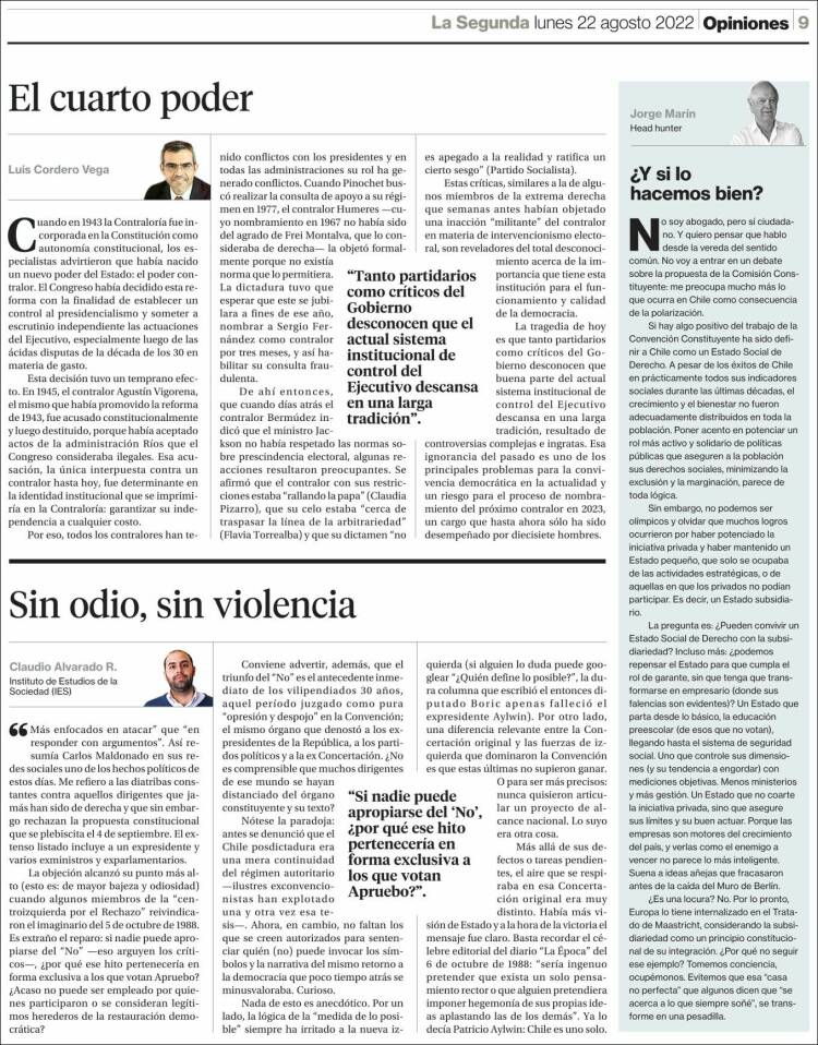 Portada de La Segunda (Chile)