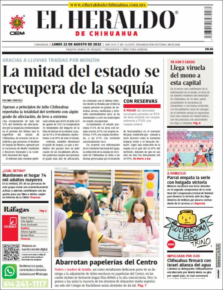 Portada de El Heraldo de Chihuahua (Mexique)