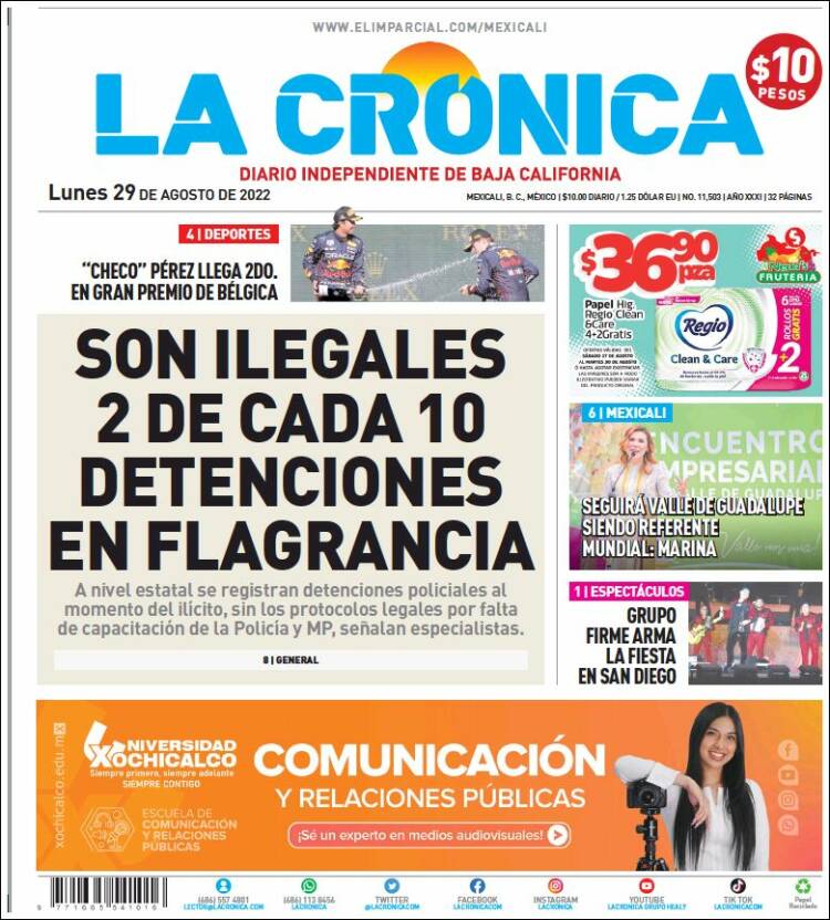 Portada de La Crónica de Baja California (México)