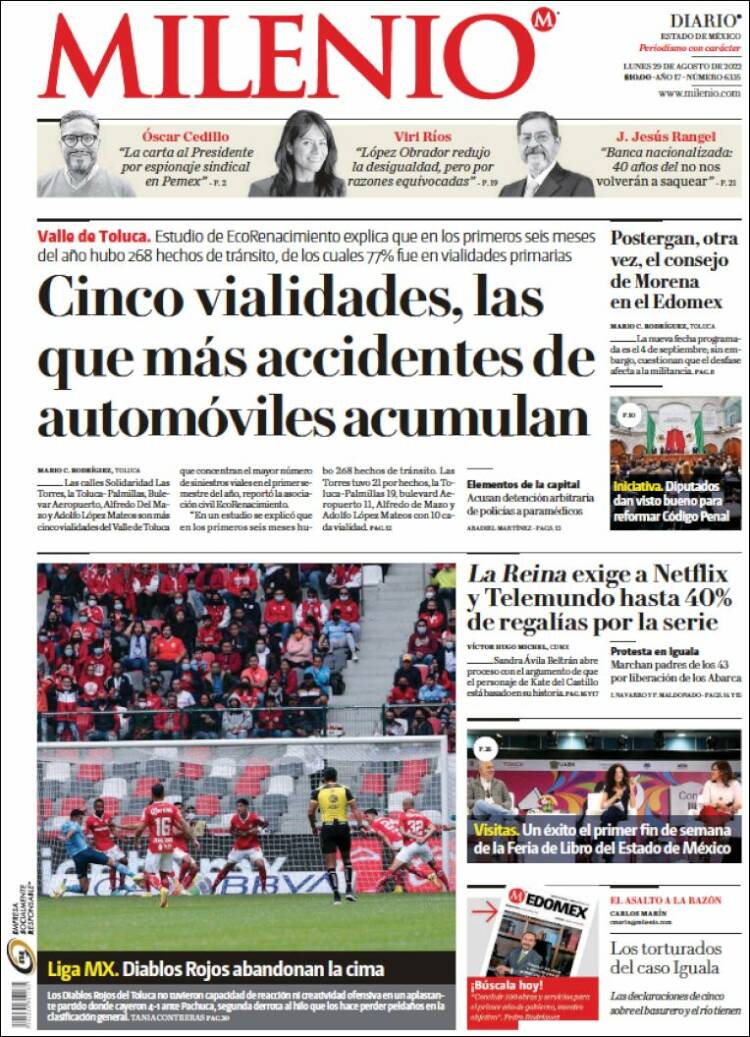 Portada de Milenio - Estado de México (México)