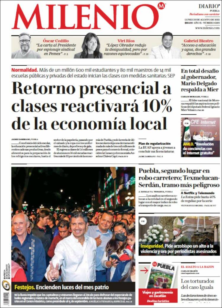 Portada de Milenio de Puebla (México)