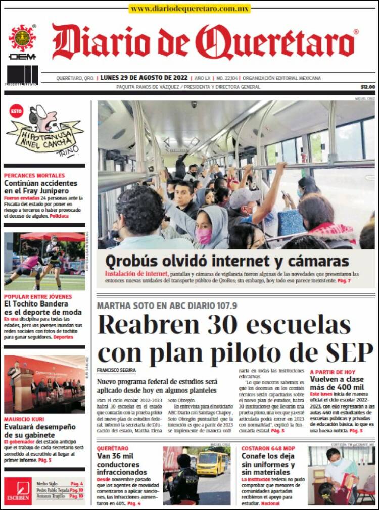 Portada de Diario de Querétaro (Mexique)