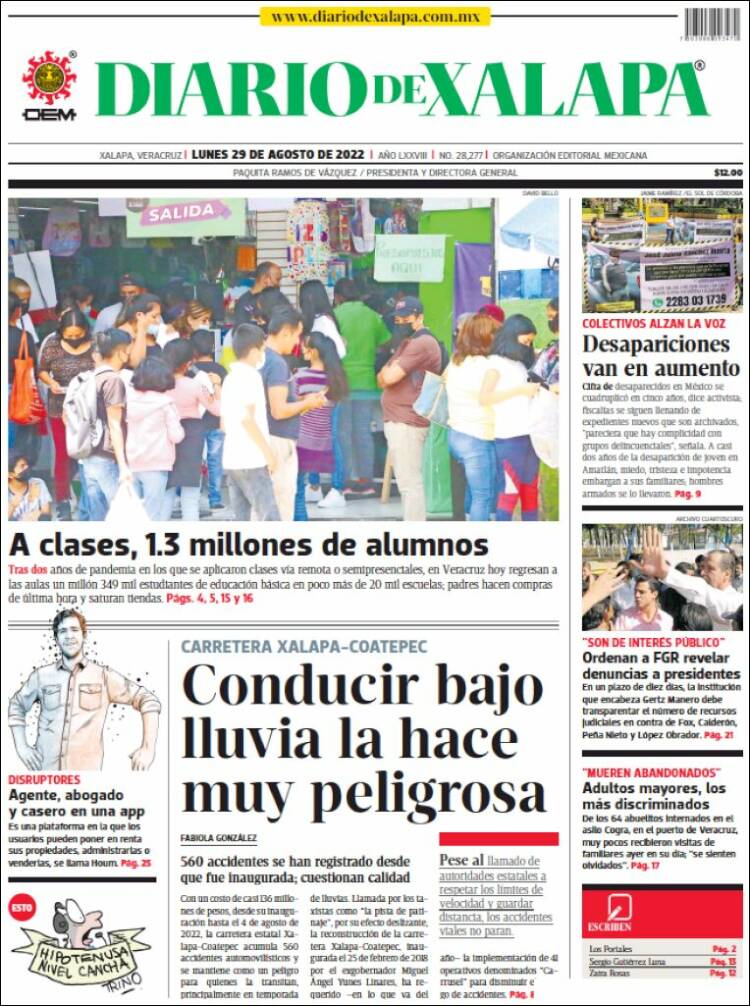 Portada de Diario de Xalapa (Mexique)