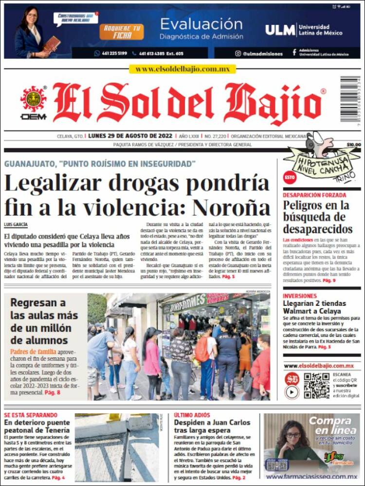 Portada de El Sol del Bajio (Mexique)