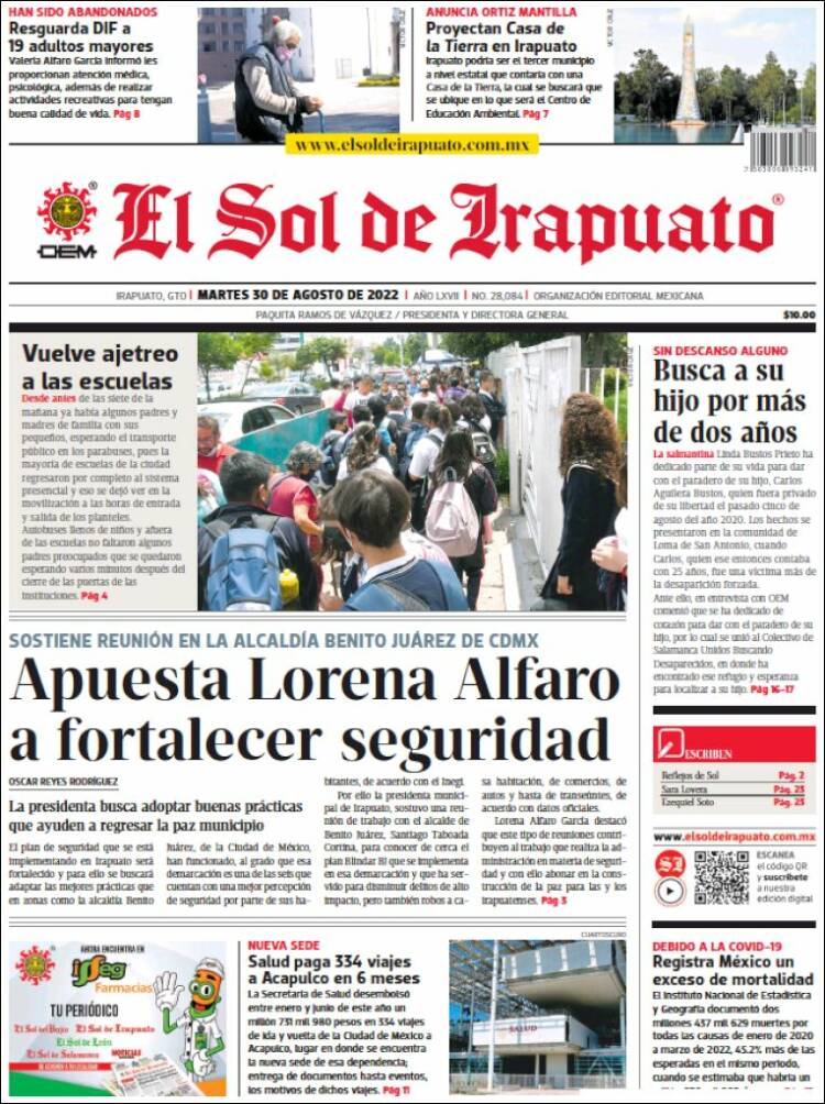 Portada de El Sol de Irapuato (México)