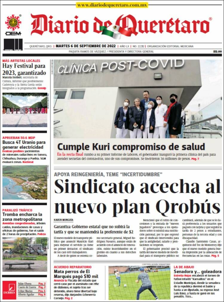 Portada de Diario de Querétaro (México)