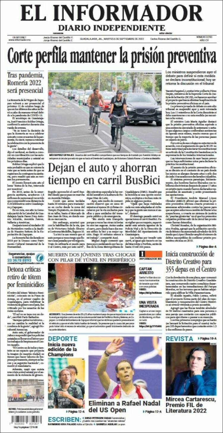 Portada de El Informador (México)