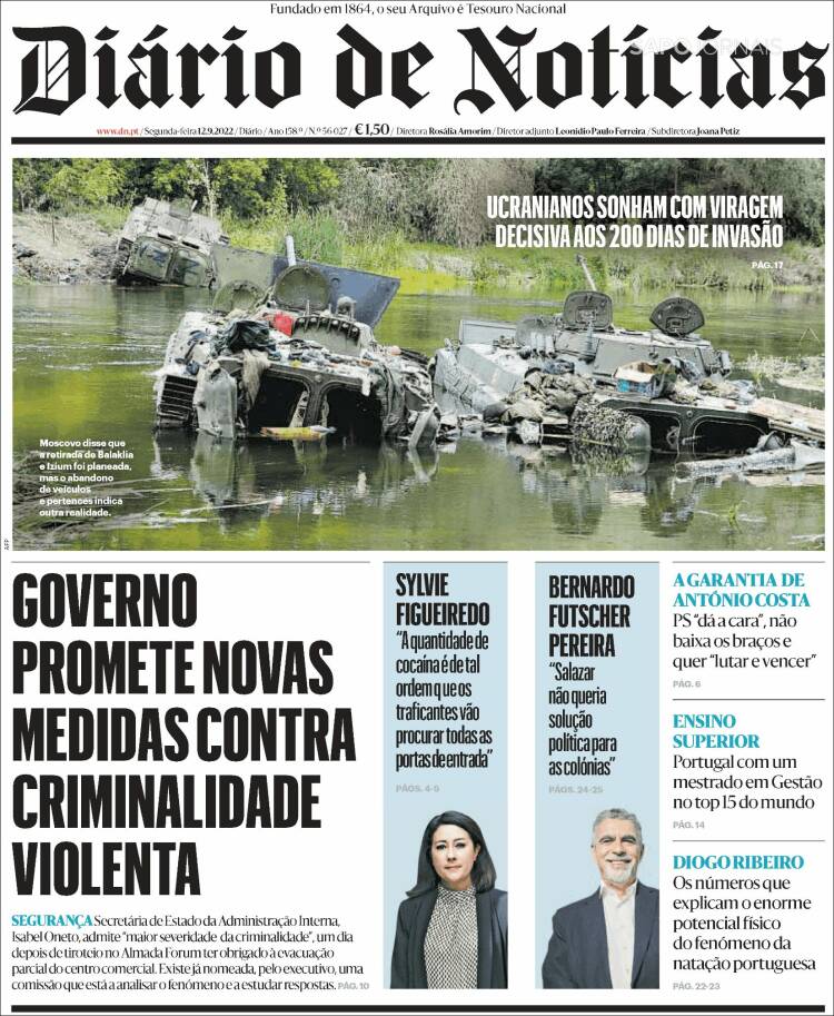 Portada de Diário de Noticias (Portugal)