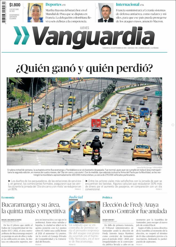 Portada de Vanguardia Liberal (Colombie)