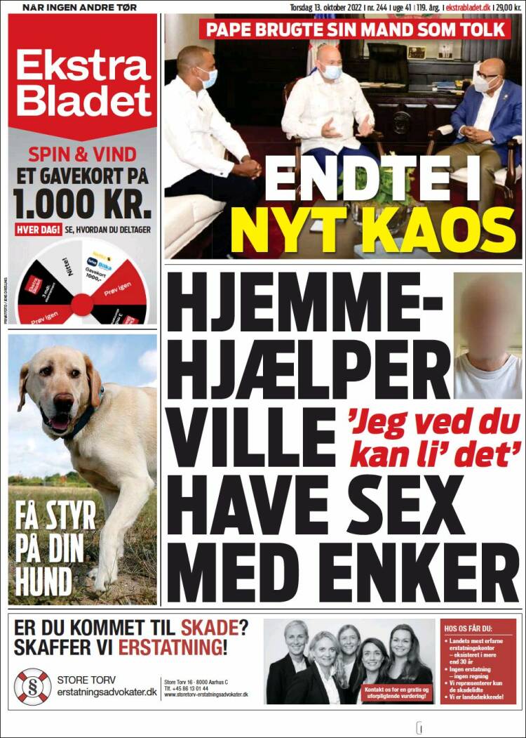 Portada de Ekstra Bladet (Danemark)