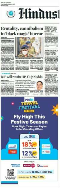 Portada de Hindustan Times (Inde)