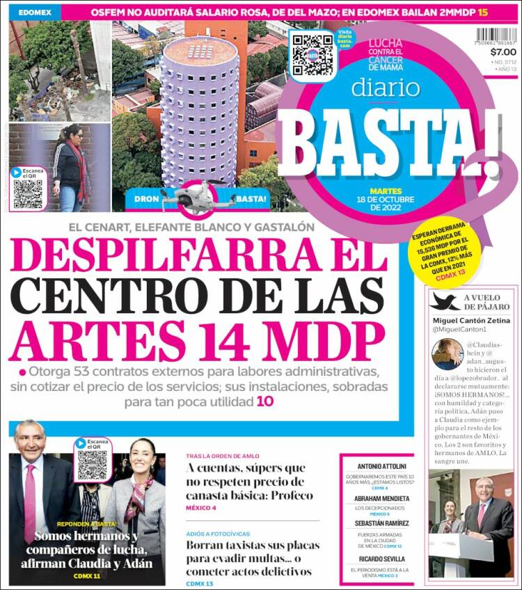 Portada de Diario Basta (México)