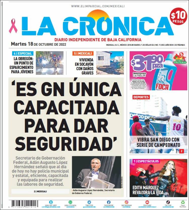 Portada de La Crónica de Baja California (México)
