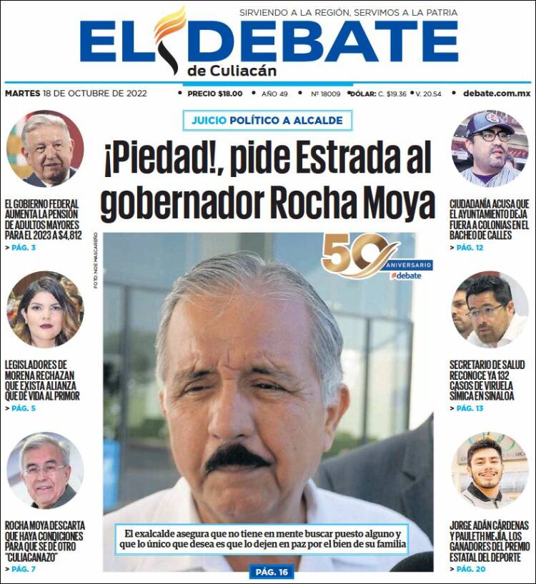 Portada de El Debate de Culiacán (México)