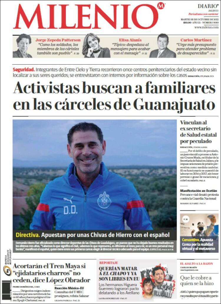 Portada de Milenio - Jalisco (México)