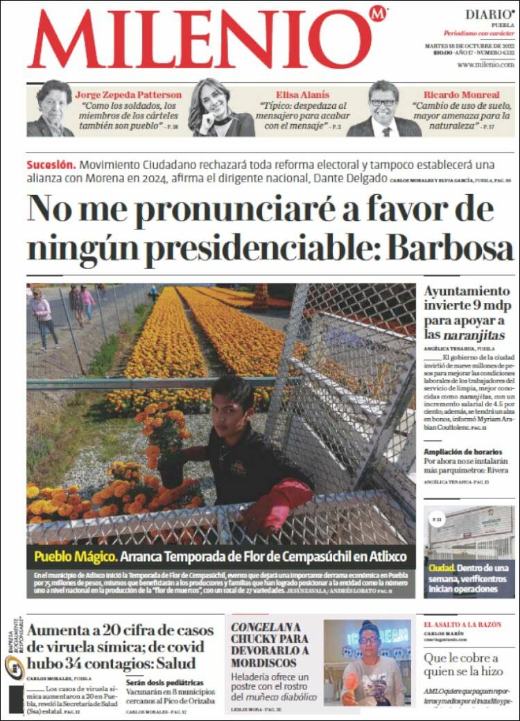 Portada de Milenio de Puebla (México)