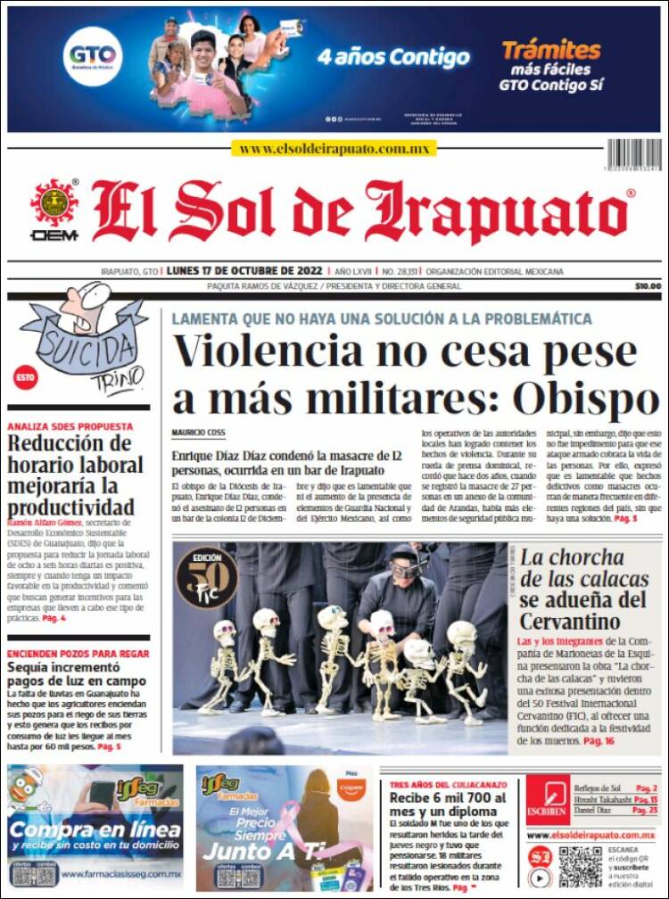 Portada de El Sol de Irapuato (México)