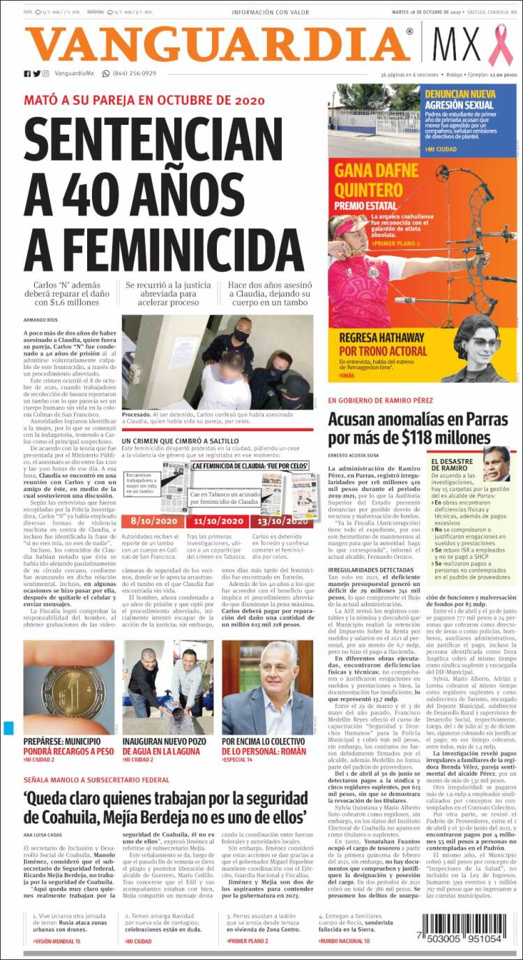 Portada de Vanguardia (México)