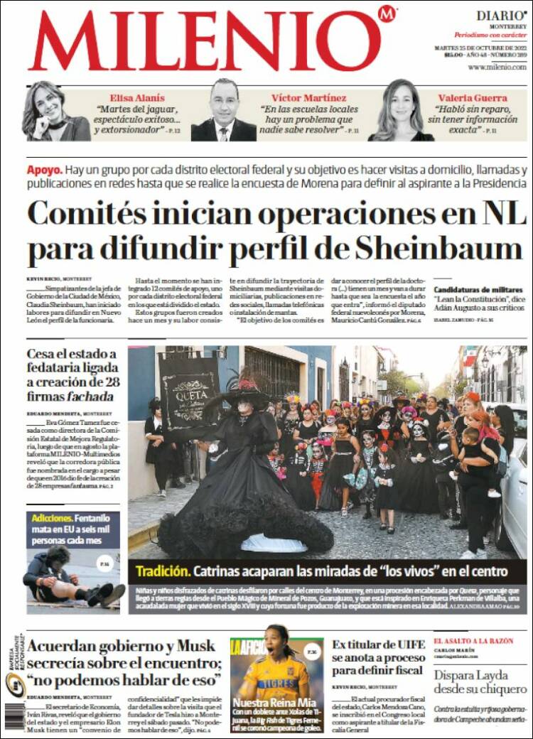 Portada de Milenio de Monterrey (México)