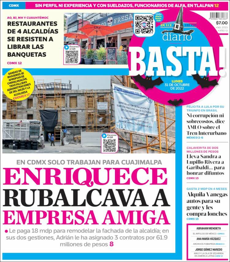 Portada de Diario Basta (México)