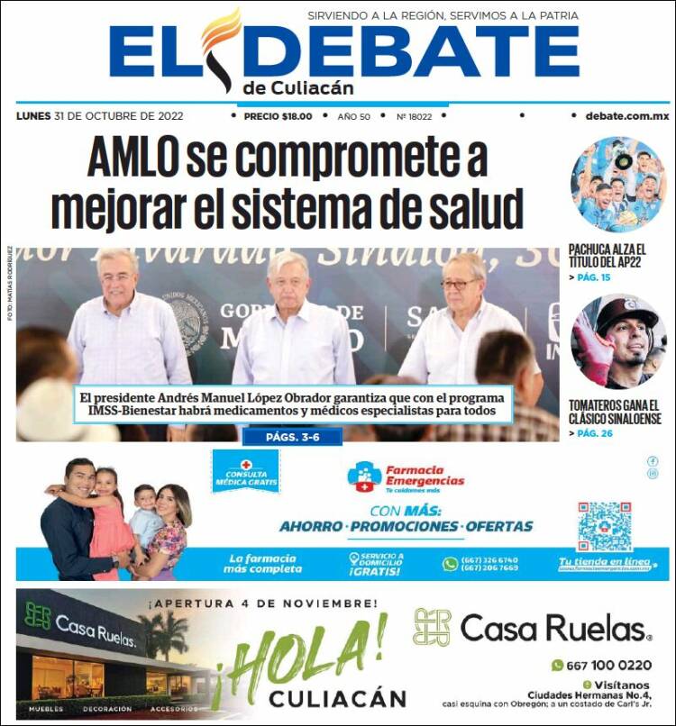 Portada de El Debate de Culiacán (México)