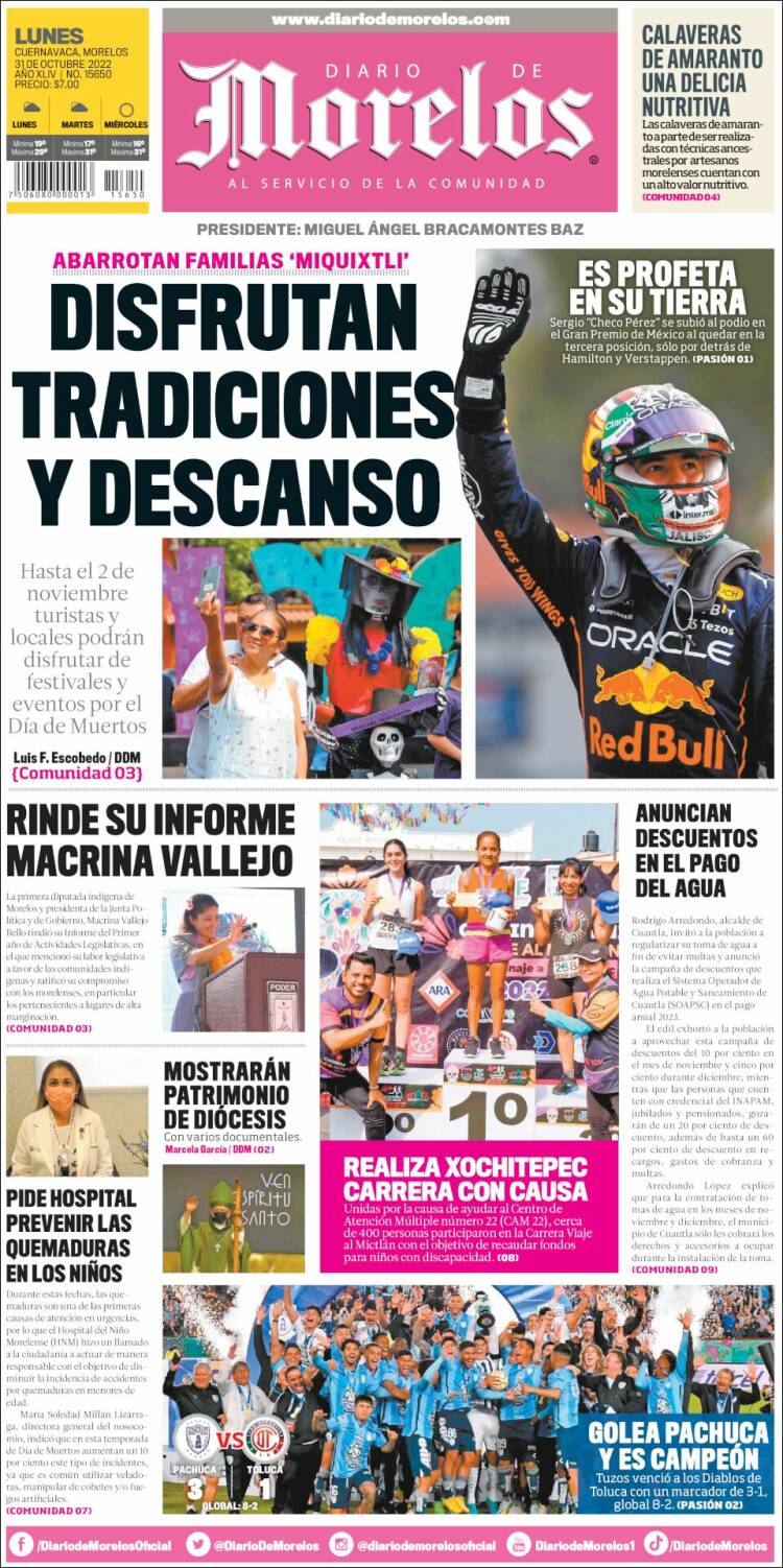 Portada de Diario de Morelos (México)