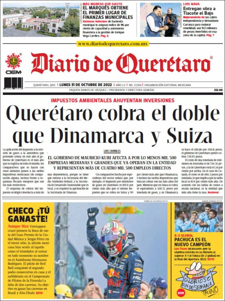 Portada de Diario de Querétaro (México)