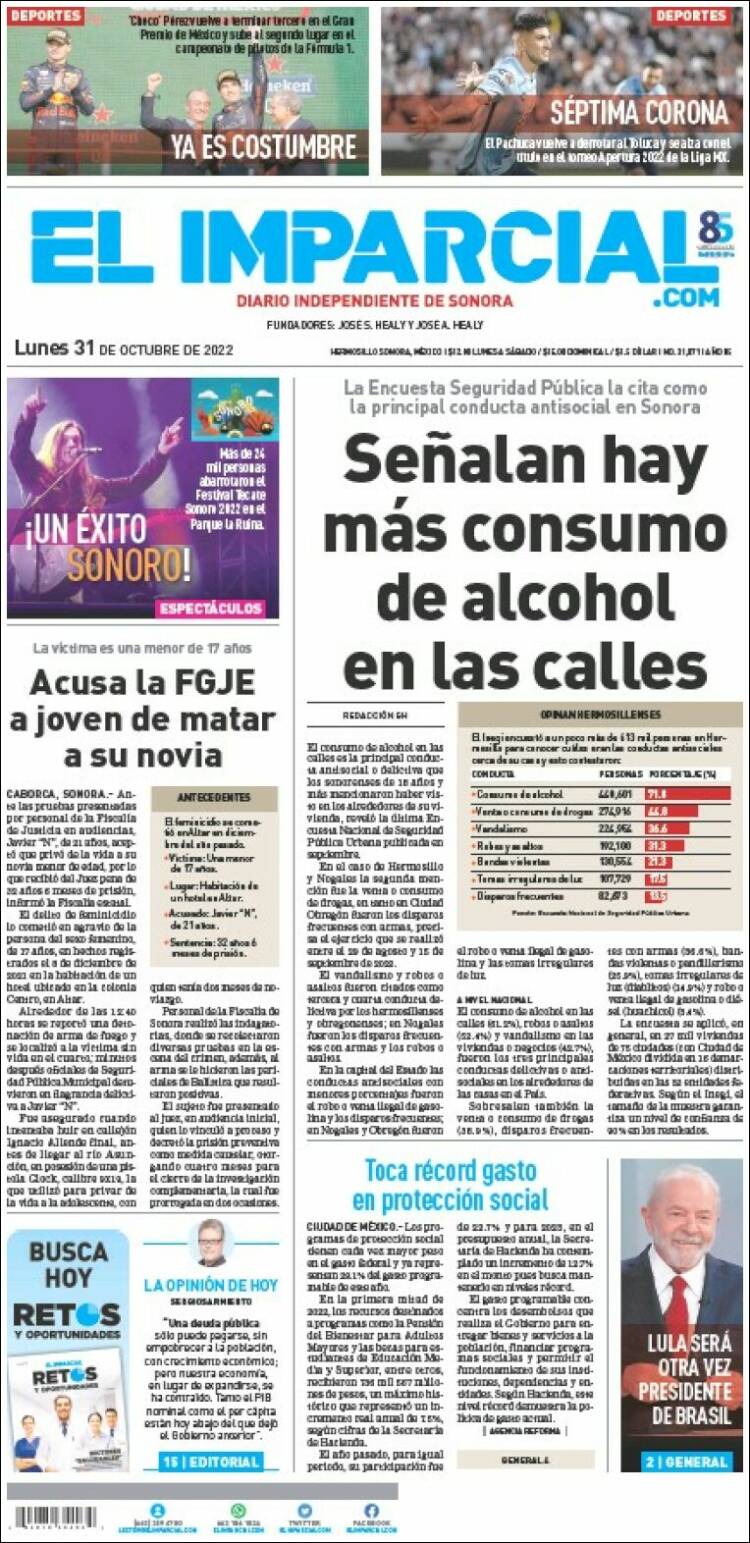 Portada de El Imparcial (México)