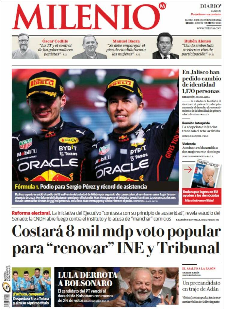 Portada de Milenio - Jalisco (México)