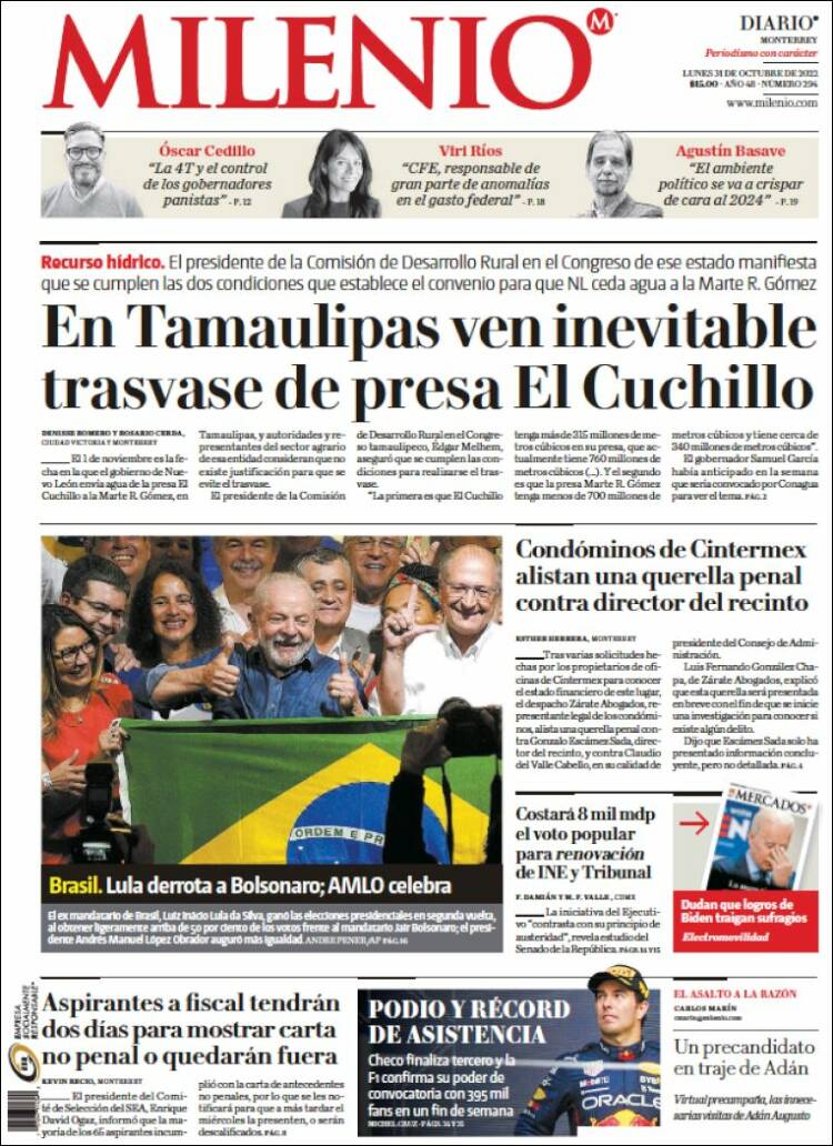 Portada de Milenio de Monterrey (México)