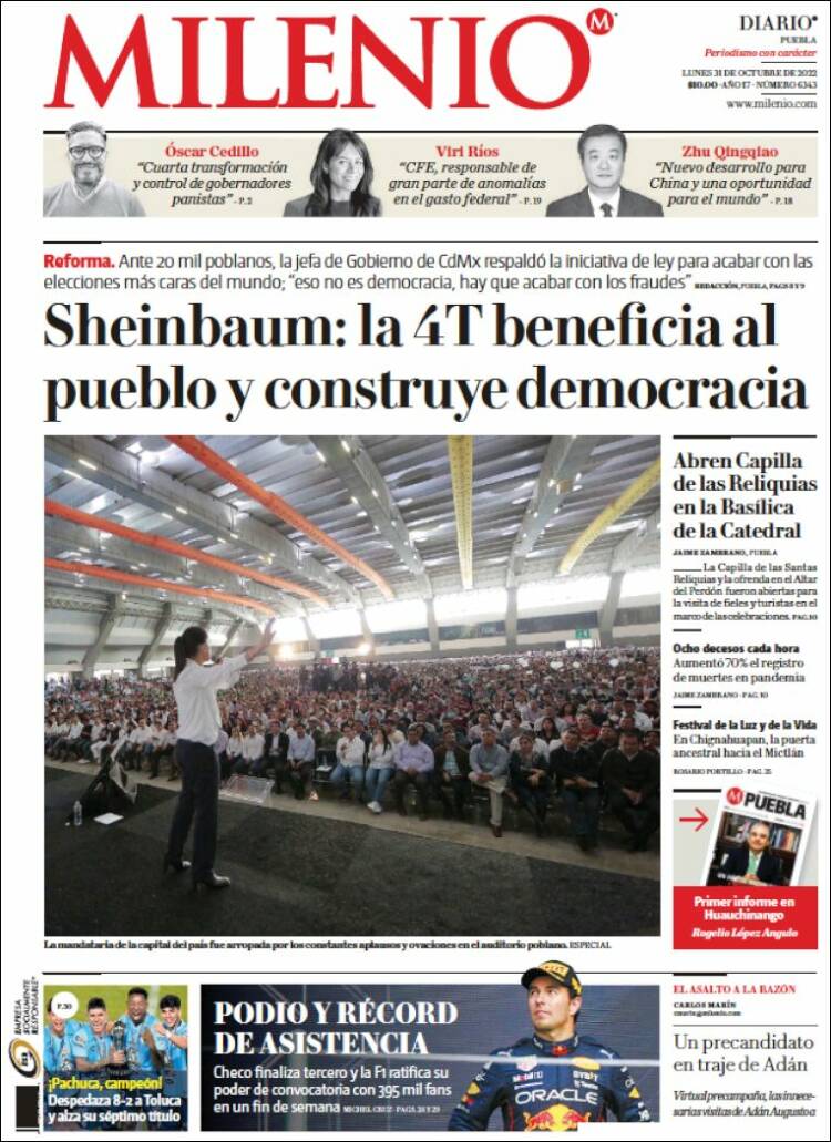 Portada de Milenio de Puebla (México)