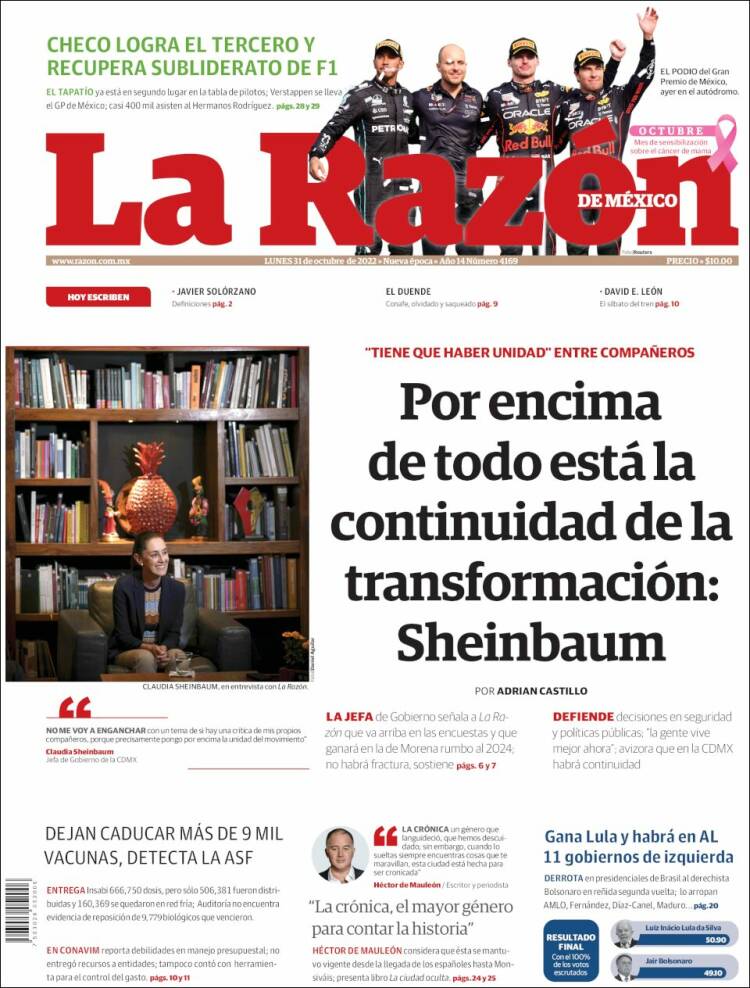 Portada de La Razón (México)