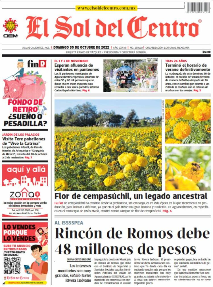 Portada de El Sol del Centro (México)