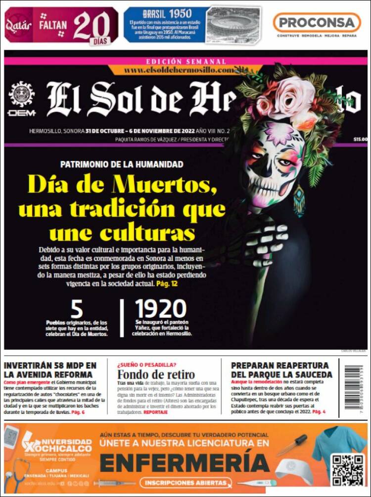 Portada de El Sol de Hermosillo (México)