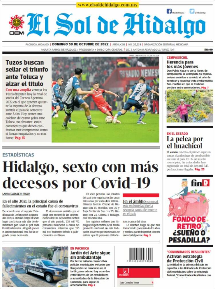 Portada de El Sol de Hidalgo (México)