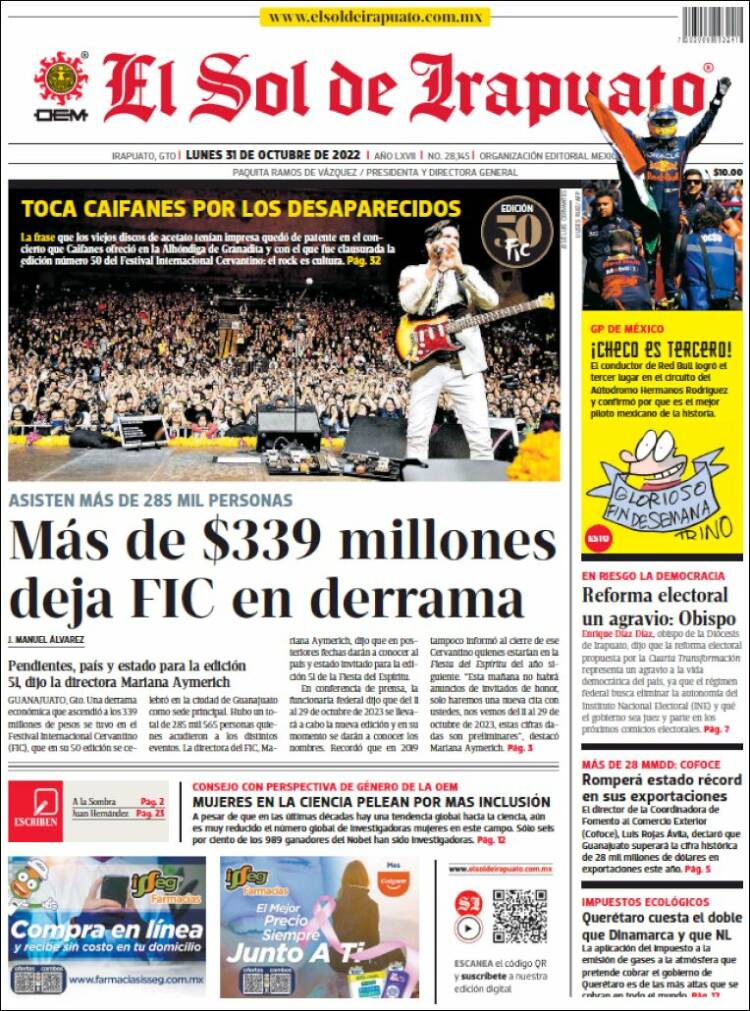 Portada de El Sol de Irapuato (México)