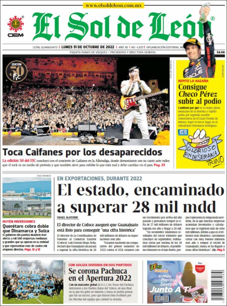 Portada de El Sol de León (México)