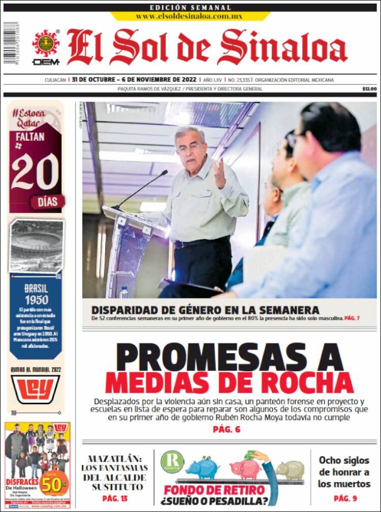 Portada de El Sol de Sinaloa (México)