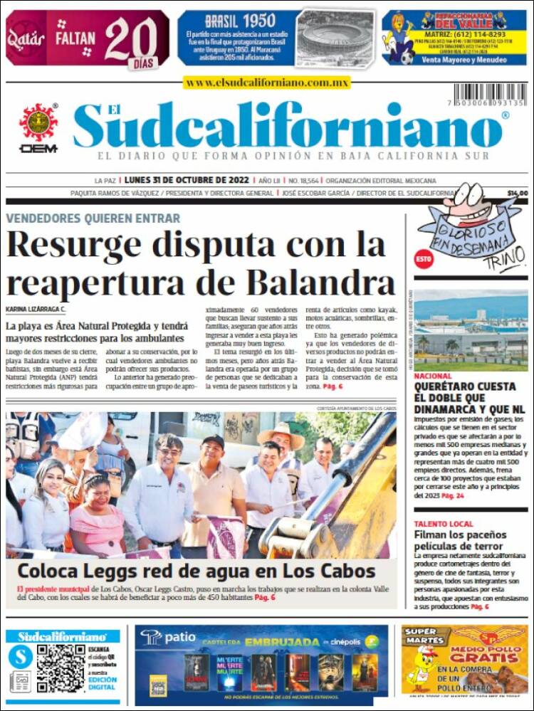 Portada de El Sudcaliforniano (México)