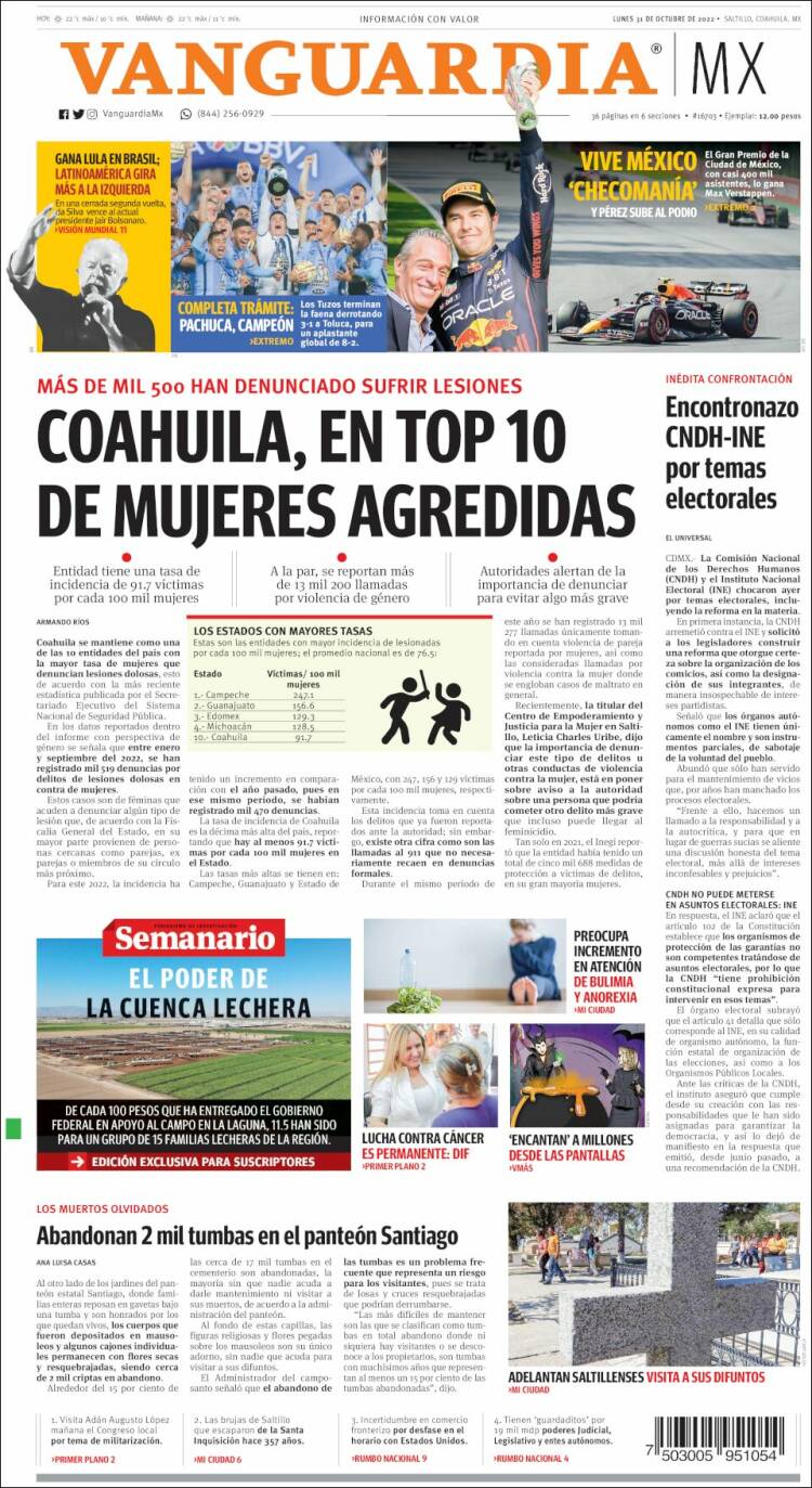 Portada de Vanguardia (México)