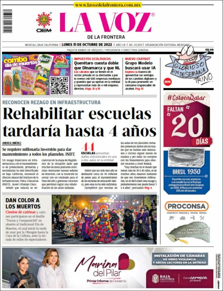 Portada de La Voz de la Frontera (México)